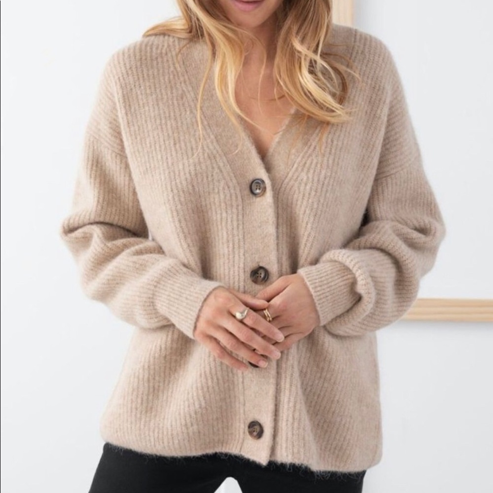 & Other Stories premium alpaca blend oversized cardigan in beige size small